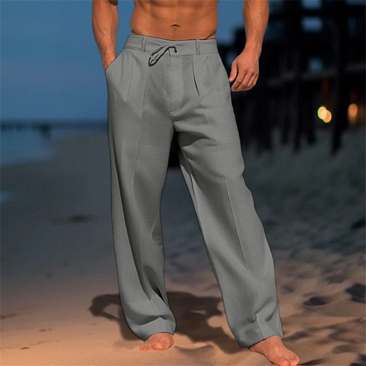 Leichte Strandhose Herren Leinen Sommer Kordelzug Hose