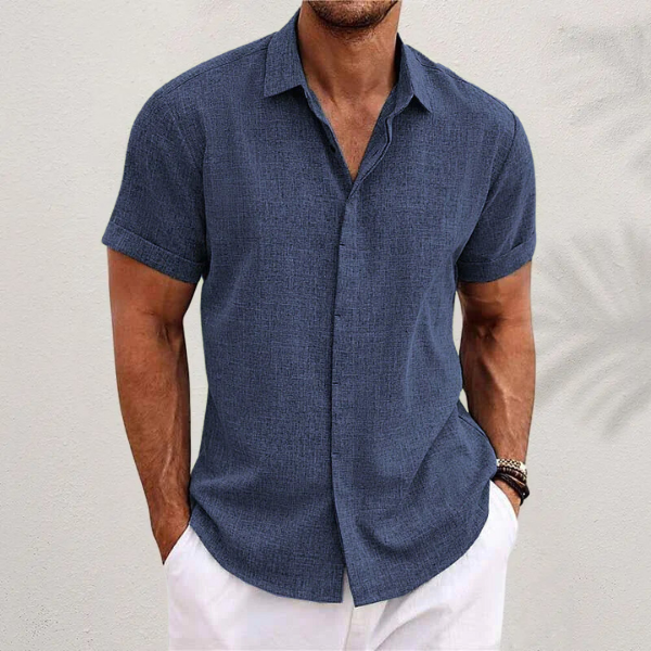 Leichtes Kurzarm Leinenhemd Herren Sommer Casual Hemd