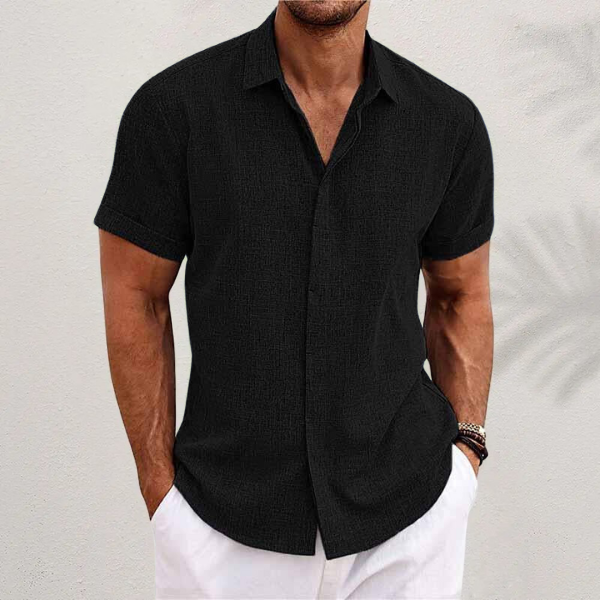 Leichtes Kurzarm Leinenhemd Herren Sommer Casual Hemd