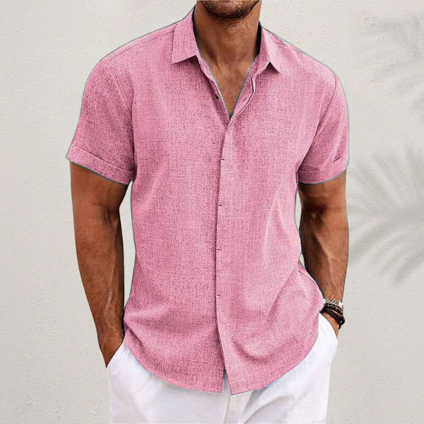 Leichtes Kurzarm Leinenhemd Herren Sommer Casual Hemd