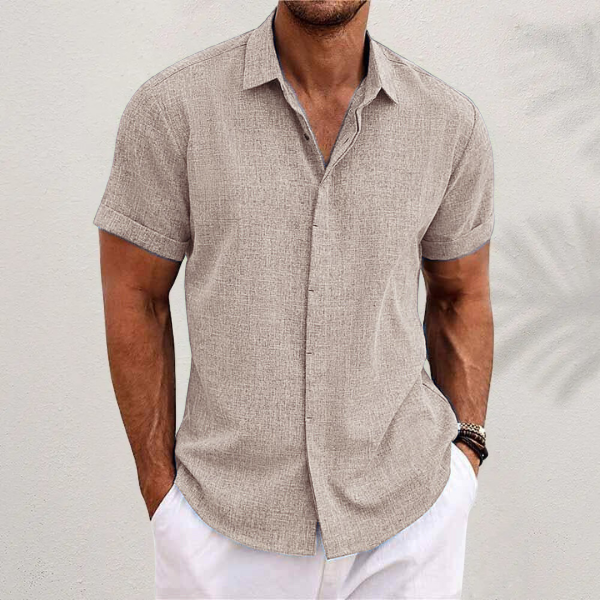 Leichtes Kurzarm Leinenhemd Herren Sommer Casual Hemd