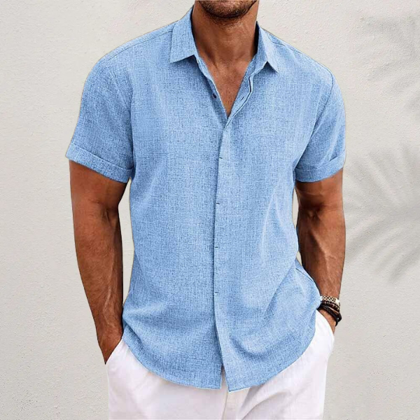 Leichtes Kurzarm Leinenhemd Herren Sommer Casual Hemd