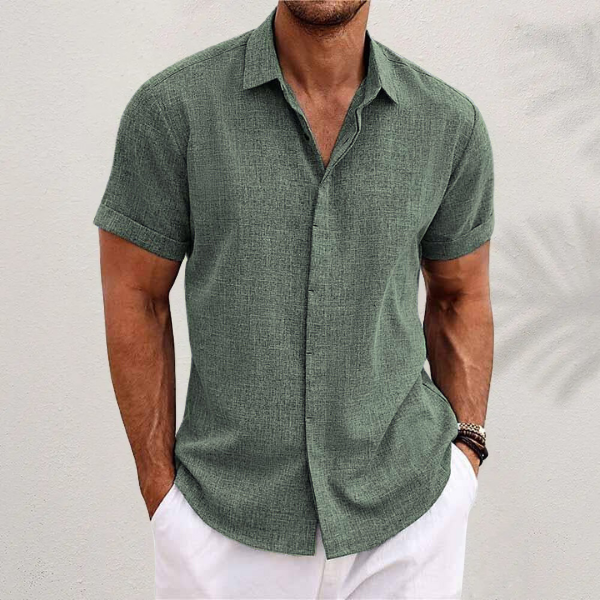 Leichtes Kurzarm Leinenhemd Herren Sommer Casual Hemd