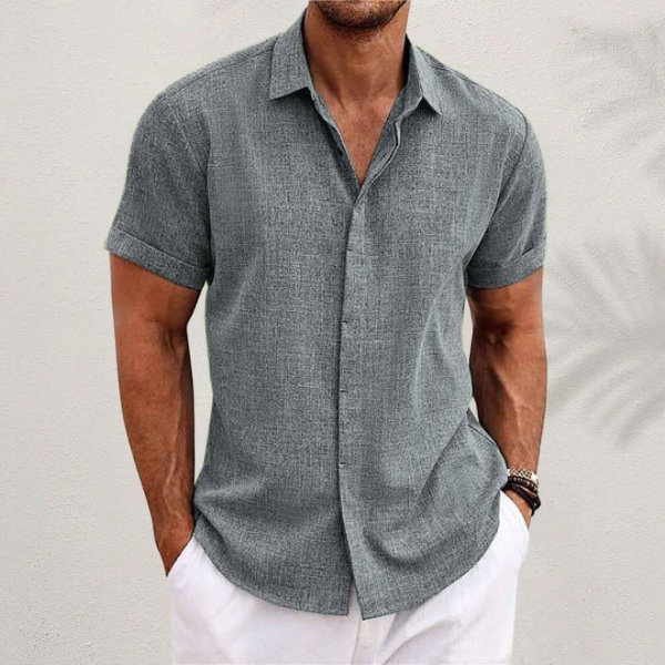 Leichtes Kurzarm Leinenhemd Herren Sommer Casual Hemd