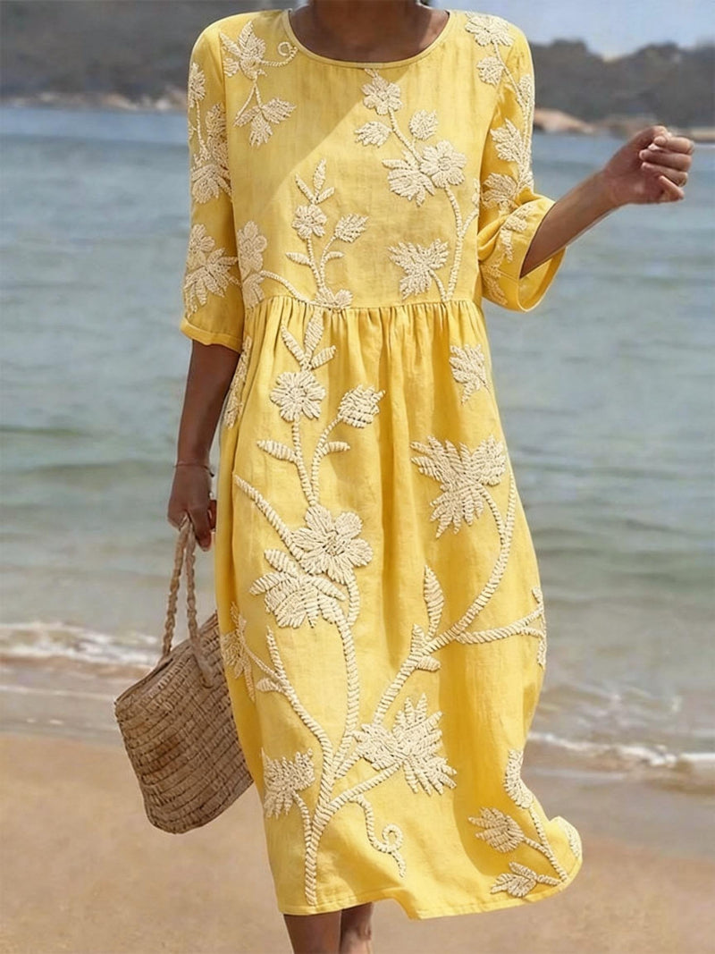 Evelyn Embroidered Midi Dress | Women&