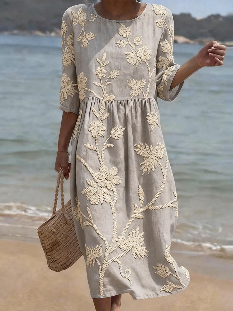 Evelyn Embroidered Midi Dress | Women&