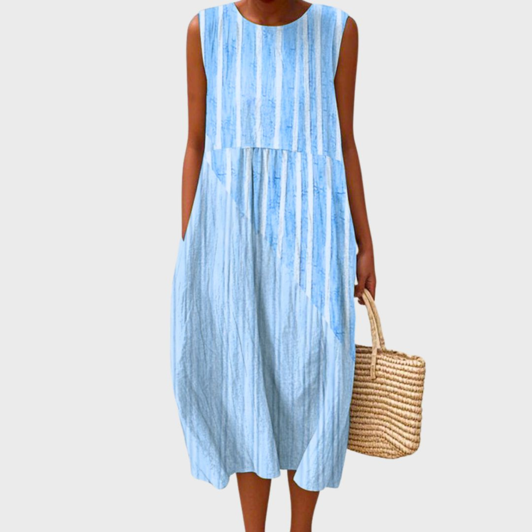 Pippa Linen Plaid Sleeveless Midi Dress | Women&