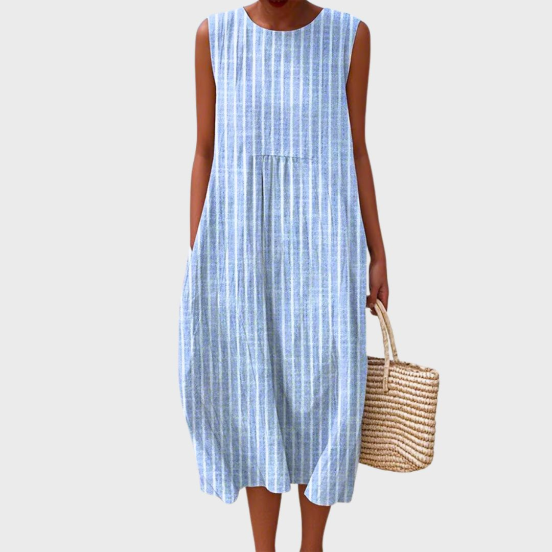 Pippa Linen Plaid Sleeveless Midi Dress | Women&