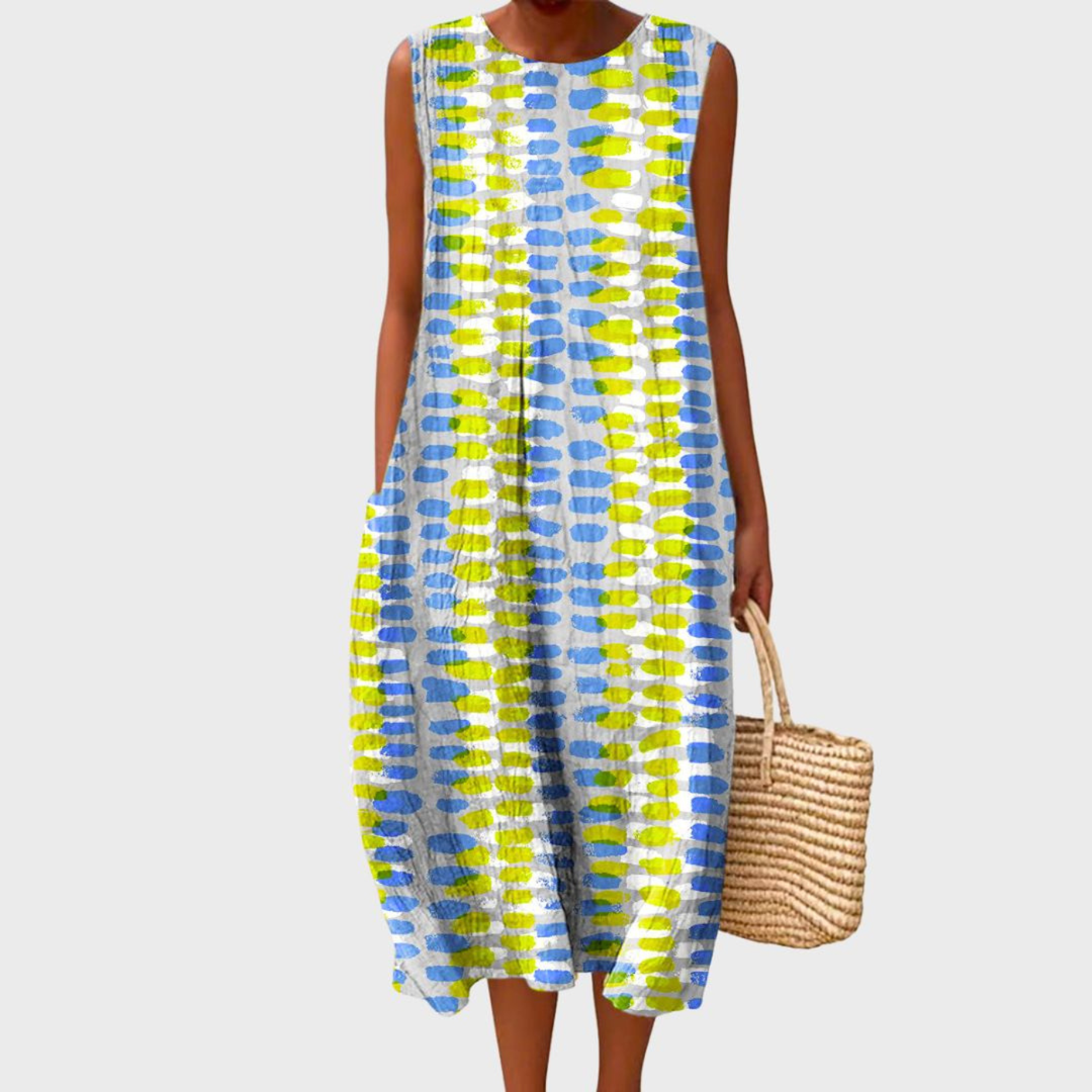 Pippa Linen Plaid Sleeveless Midi Dress | Women&