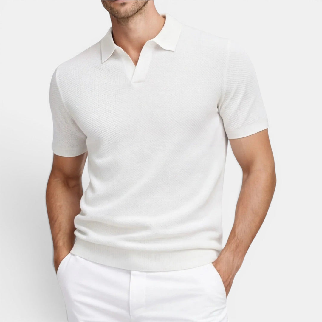 Slim-Fit Strick Poloshirt Herren Sommer Kurzarm Polo