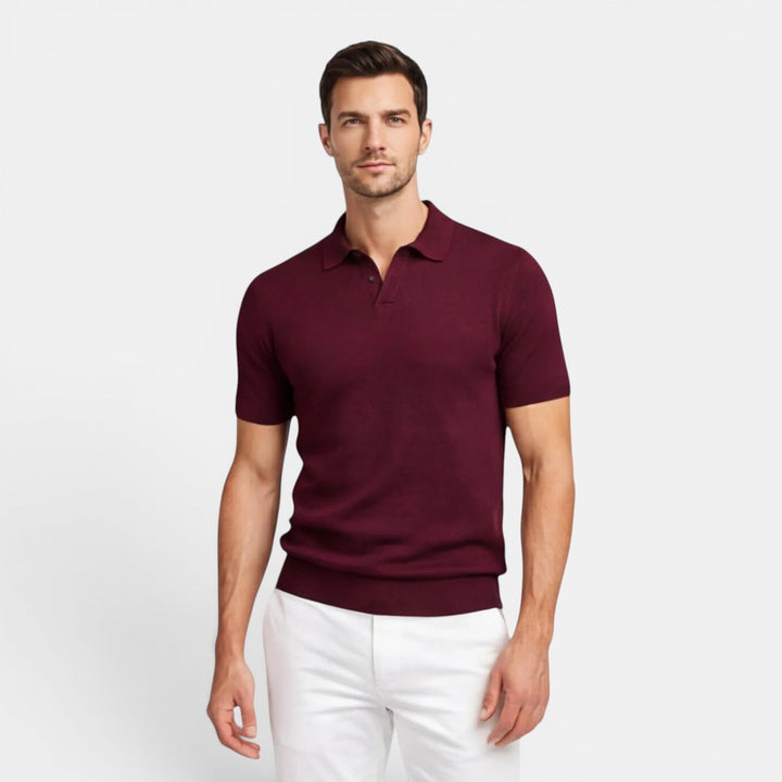 Slim-Fit Strick Poloshirt Herren Sommer Kurzarm Polo