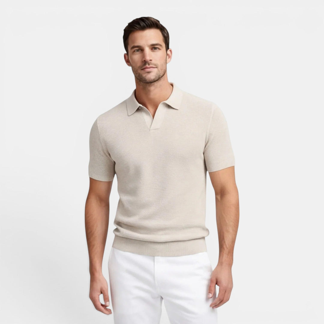 Slim-Fit Strick Poloshirt Herren Sommer Kurzarm Polo
