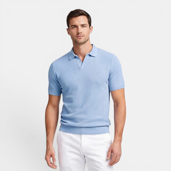 Slim-Fit Strick Poloshirt Herren Sommer Kurzarm Polo