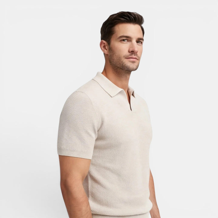 Slim-Fit Strick Poloshirt Herren Sommer Kurzarm Polo