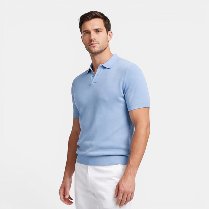 Slim-Fit Strick Poloshirt Herren Sommer Kurzarm Polo