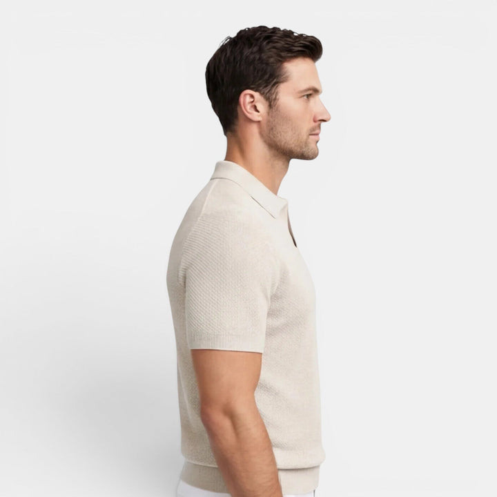 Slim-Fit Strick Poloshirt Herren Sommer Kurzarm Polo
