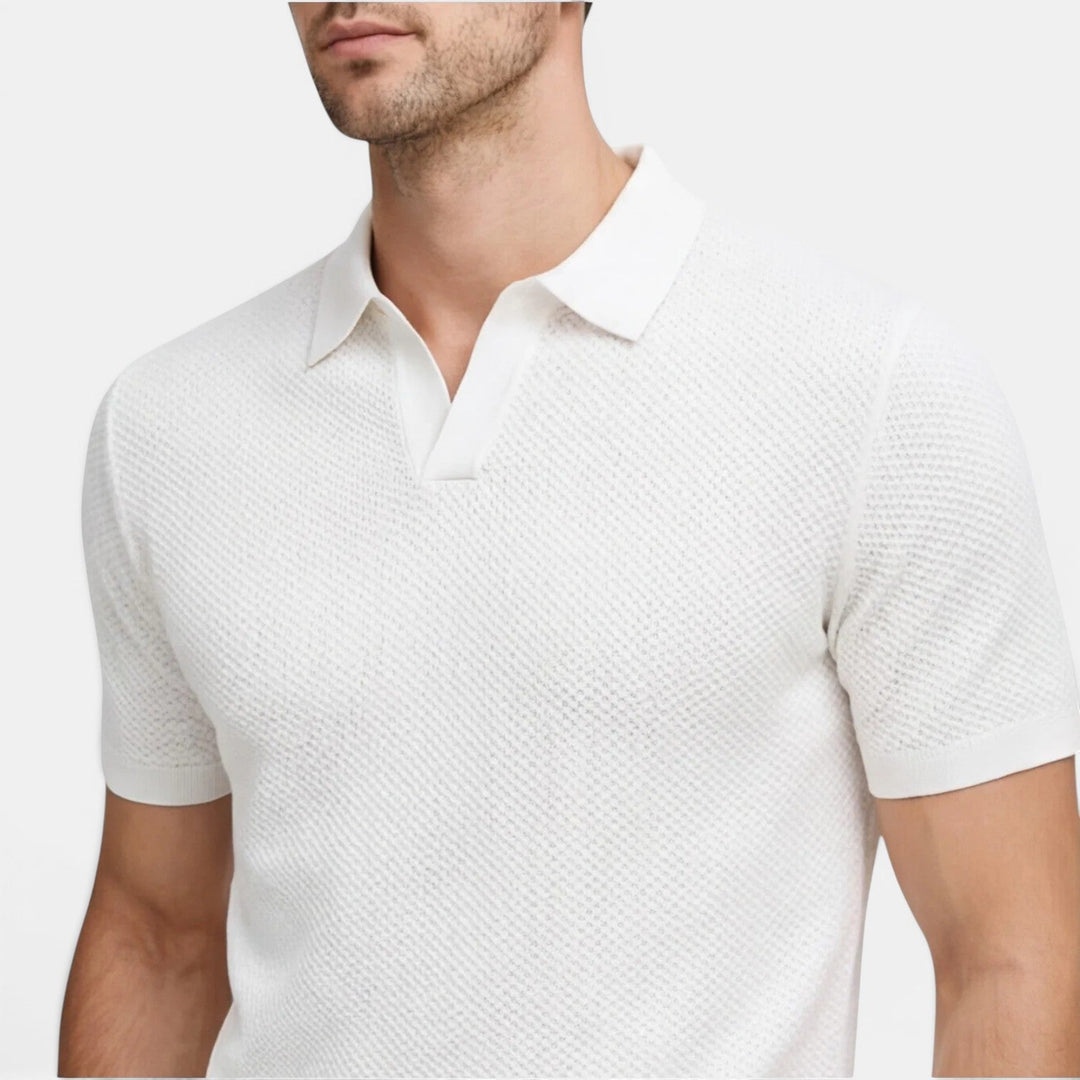 Slim-Fit Strick Poloshirt Herren Sommer Kurzarm Polo
