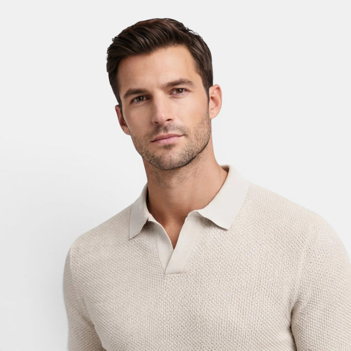 Slim-Fit Strick Poloshirt Herren Sommer Kurzarm Polo
