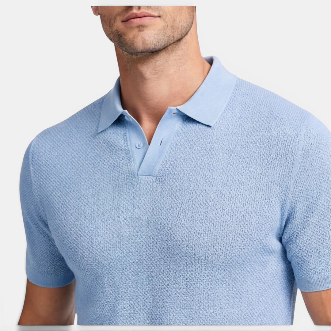Slim-Fit Strick Poloshirt Herren Sommer Kurzarm Polo