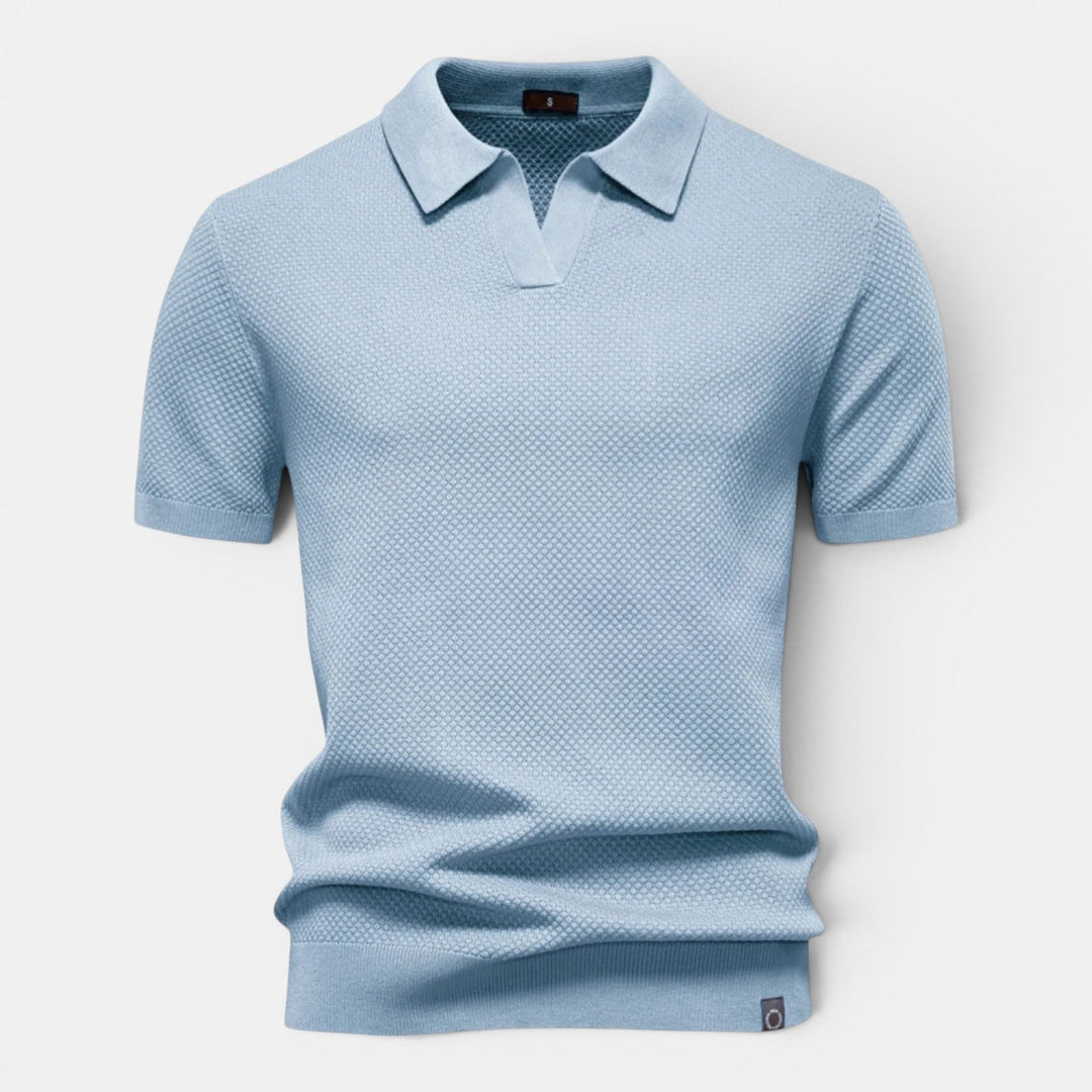 Slim-Fit Strick Poloshirt Herren Sommer Kurzarm Polo