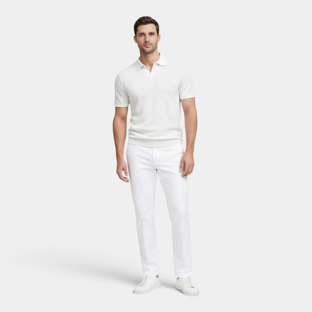 Slim-Fit Strick Poloshirt Herren Sommer Kurzarm Polo