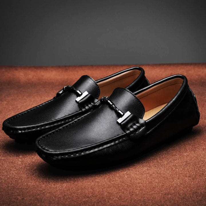 Echtleder Mokassins Herren Slipper Slip-On Gummisohle