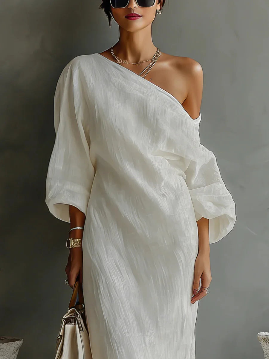 Daisy One Shoulder Linen Dress | Women&