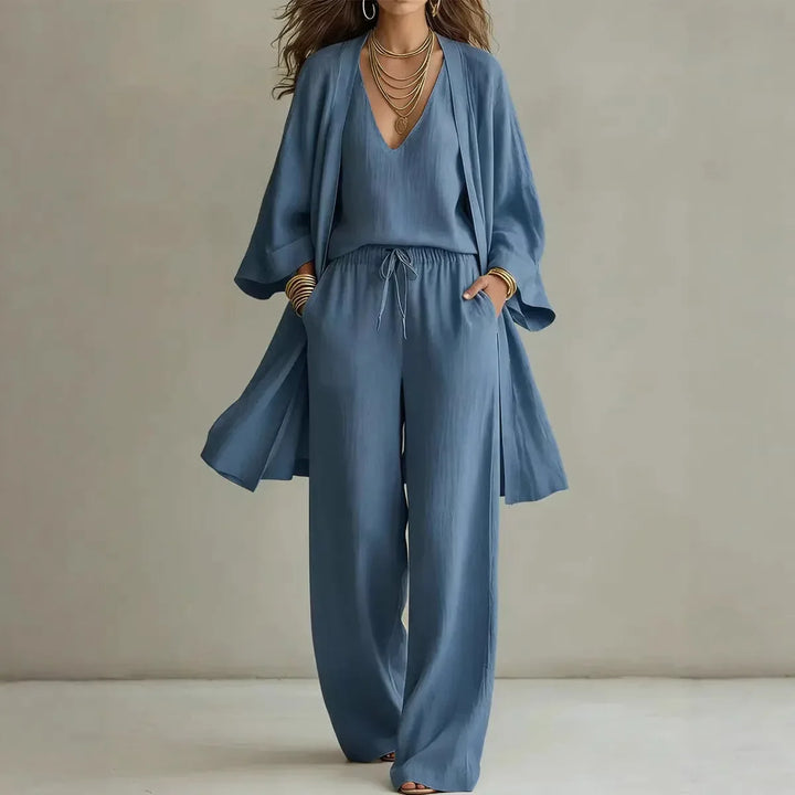 Bailey Linen Three-Piece Lounge Set | Women&