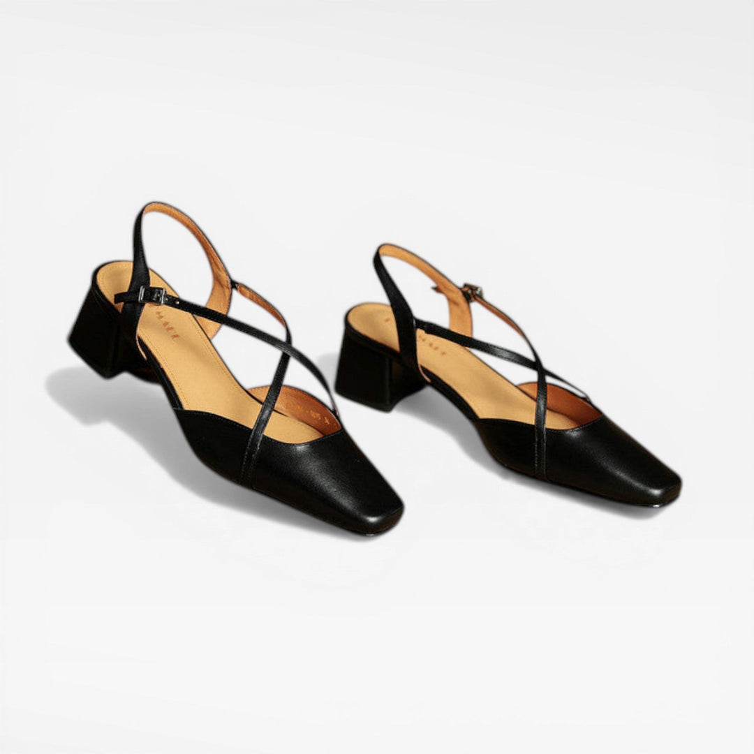 Leather Block-Heel Women&