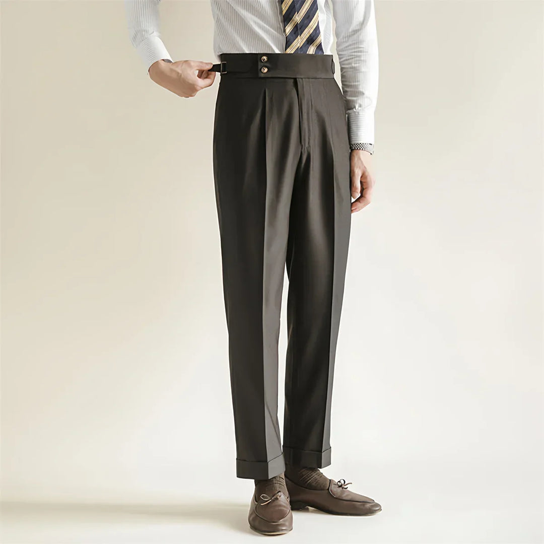 Elegante Bundfalten Anzughose Herren Tailliert Business