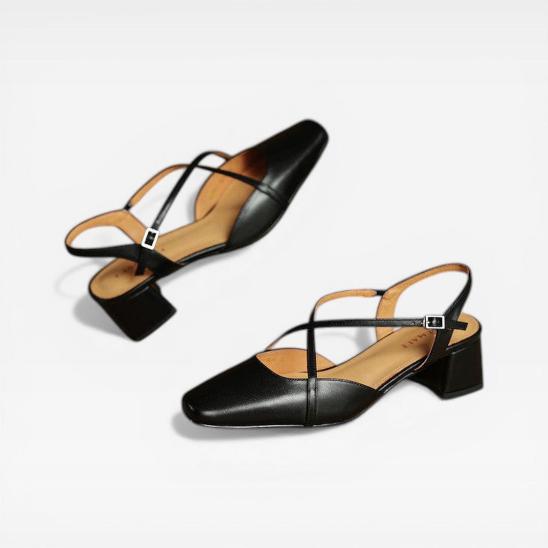 Leather Block-Heel Women&