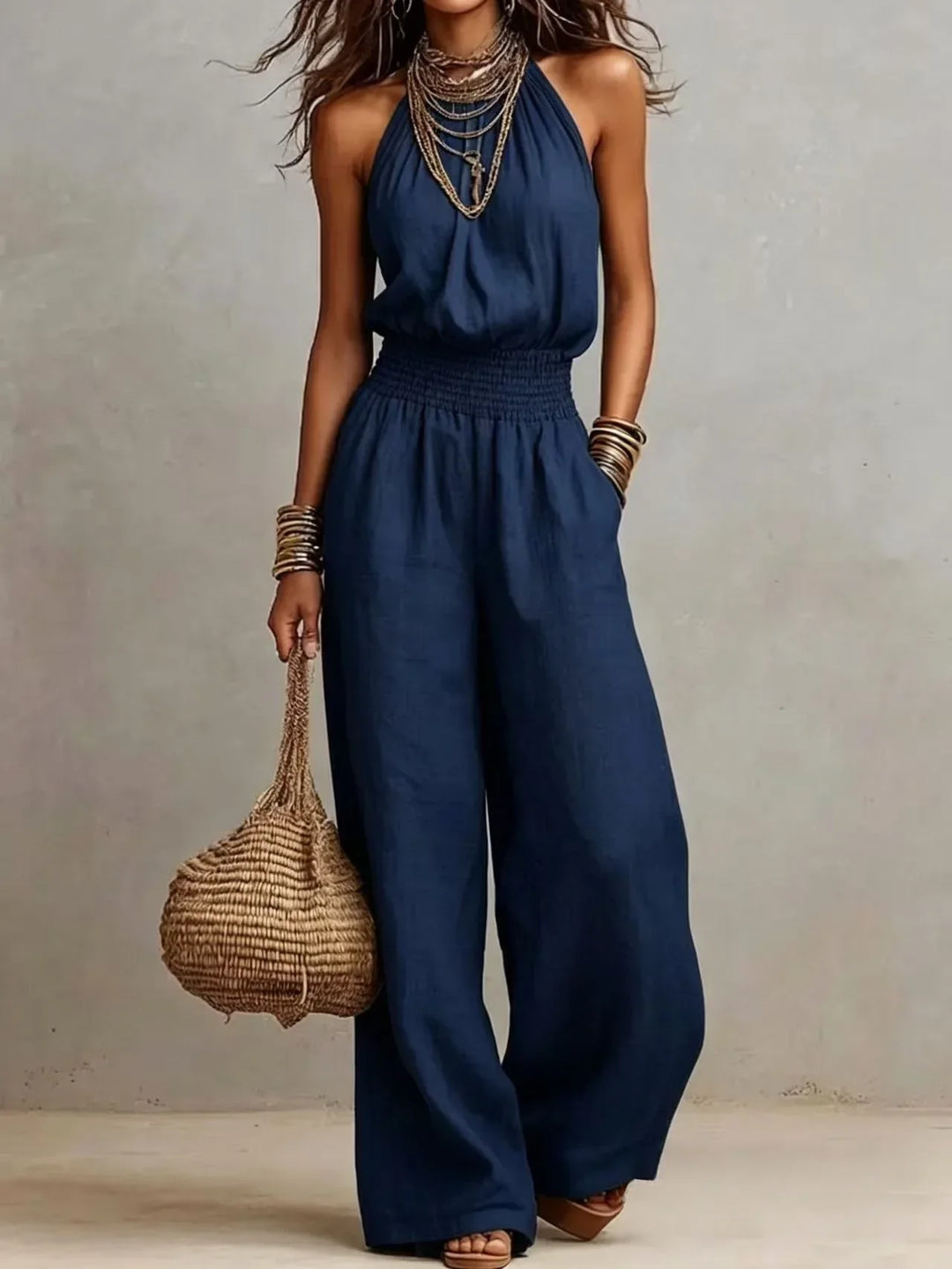 Bianca Wide Leg Halter Jumpsuit | Women&