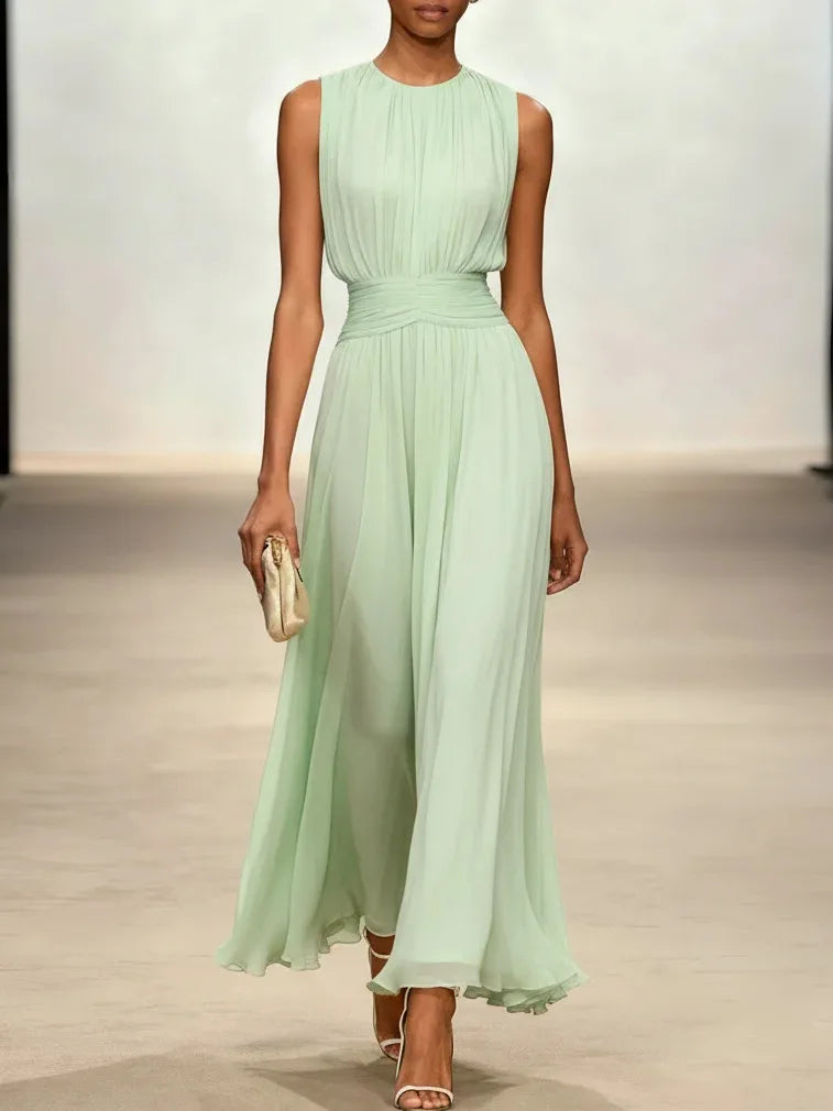 Pleated Sleeveless Women&