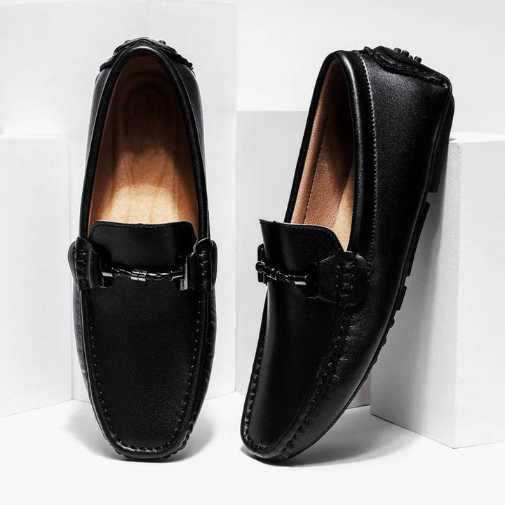 Echtleder Mokassins Herren Slipper Slip-On Gummisohle