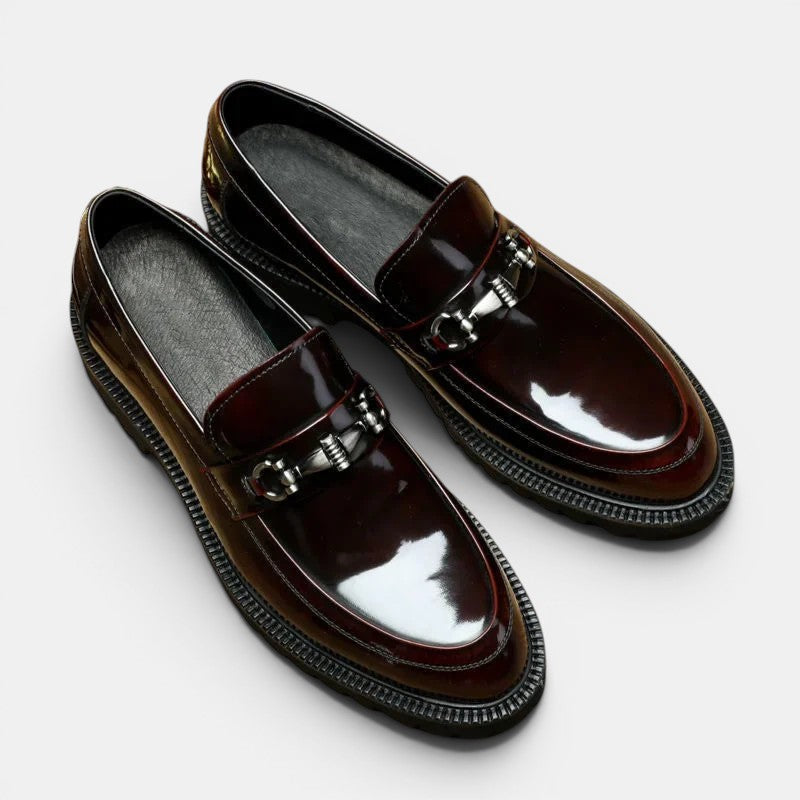 Horsebit Loafer Herren Leder Profilsohle Slip-On Schuhe