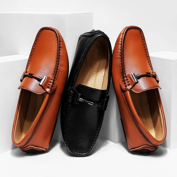 Echtleder Mokassins Herren Slipper Slip-On Gummisohle