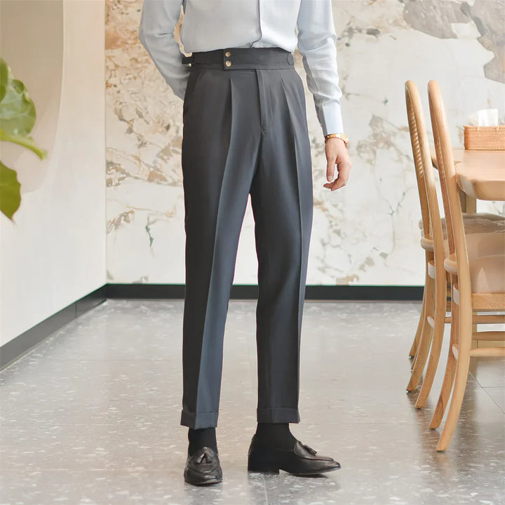 Elegante Bundfalten Anzughose Herren Tailliert Business