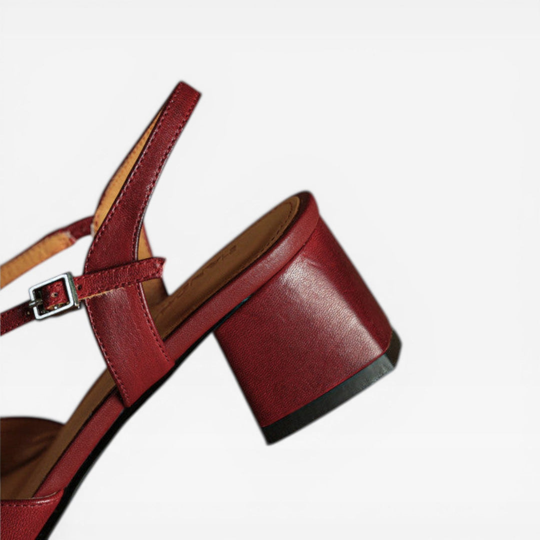 Leather Block-Heel Women&