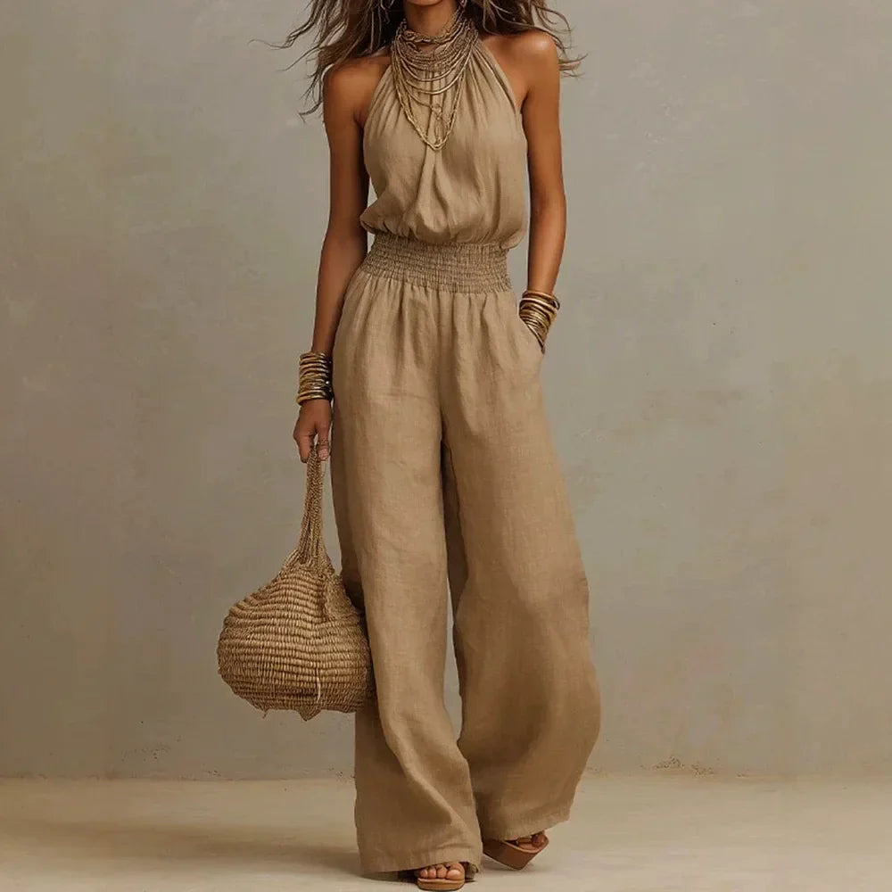 Bianca Wide Leg Halter Jumpsuit | Women&