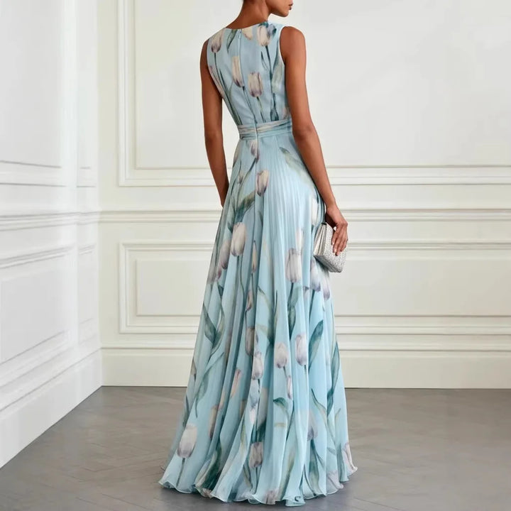Cornelia Tulip Print Chiffon Maxi Dress | Women&