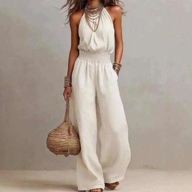 Bianca Wide Leg Halter Jumpsuit | Women&