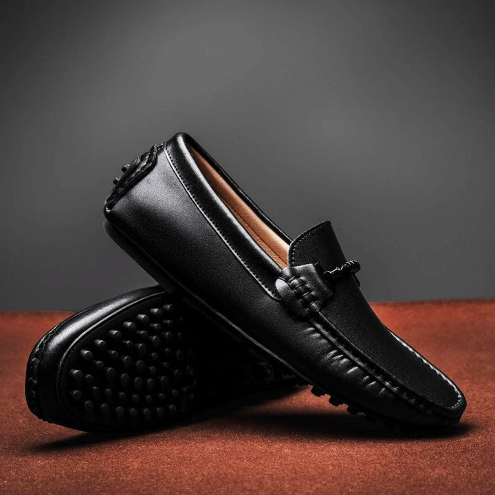 Echtleder Mokassins Herren Slipper Slip-On Gummisohle