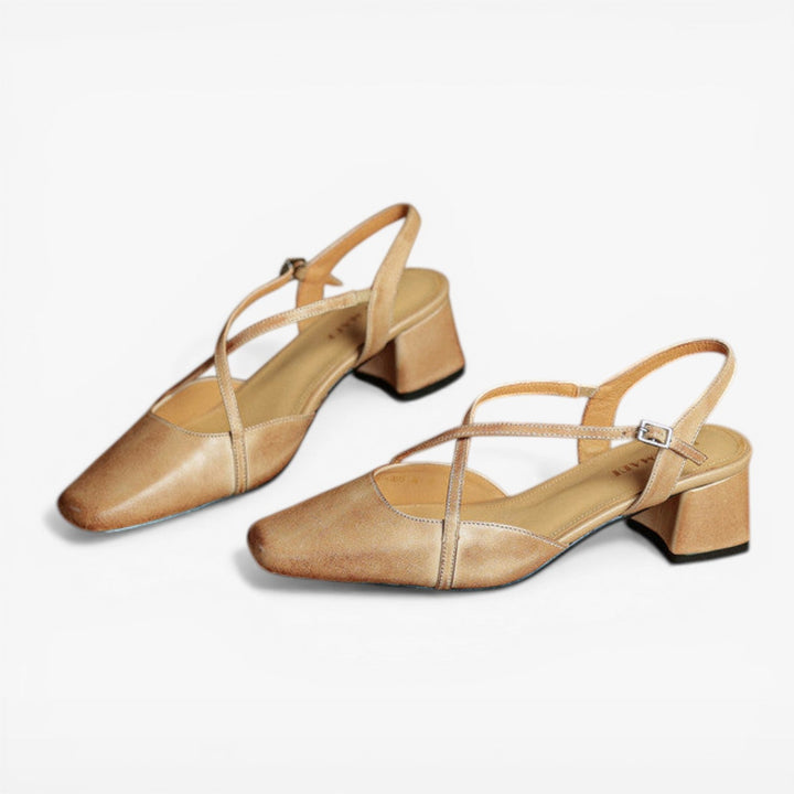 Leather Block-Heel Women&