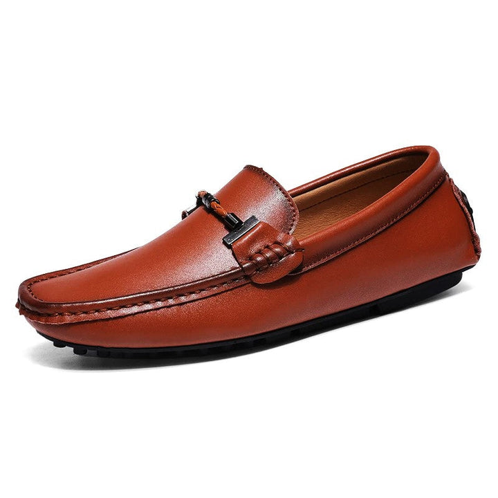 Echtleder Mokassins Herren Slipper Slip-On Gummisohle