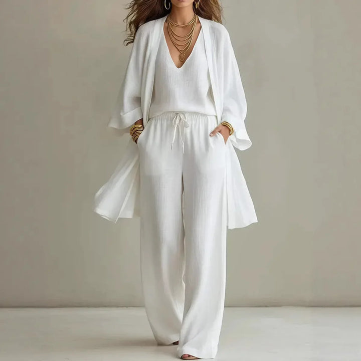 Bailey Linen Three-Piece Lounge Set | Women&