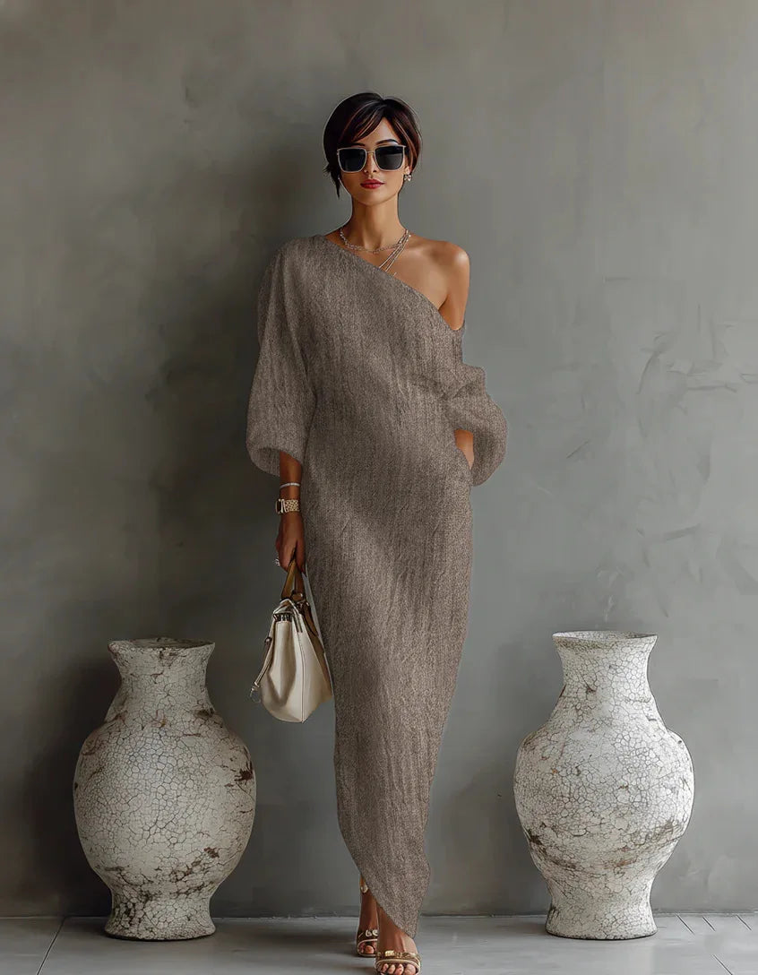 Daisy One Shoulder Linen Dress | Women&