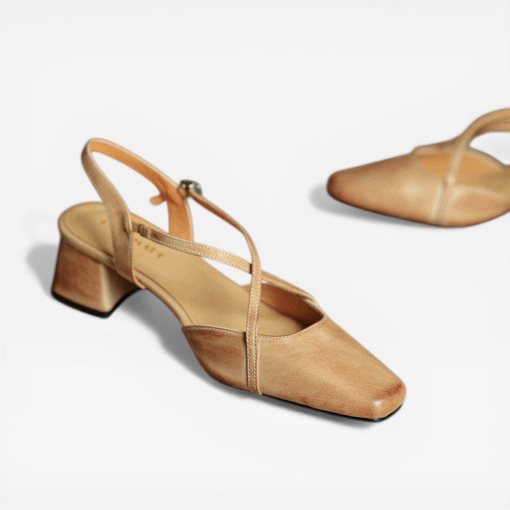 Leather Block-Heel Women&