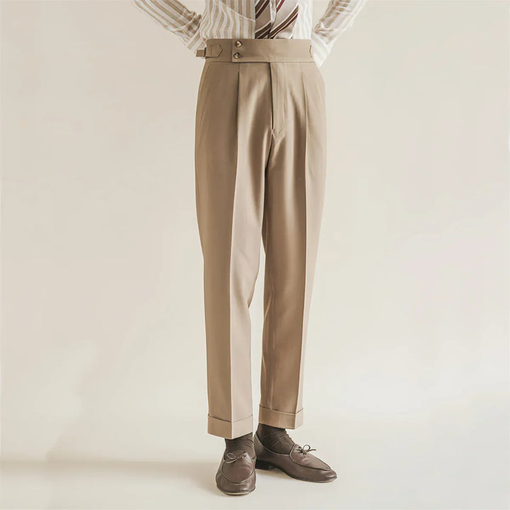 Elegante Bundfalten Anzughose Herren Tailliert Business