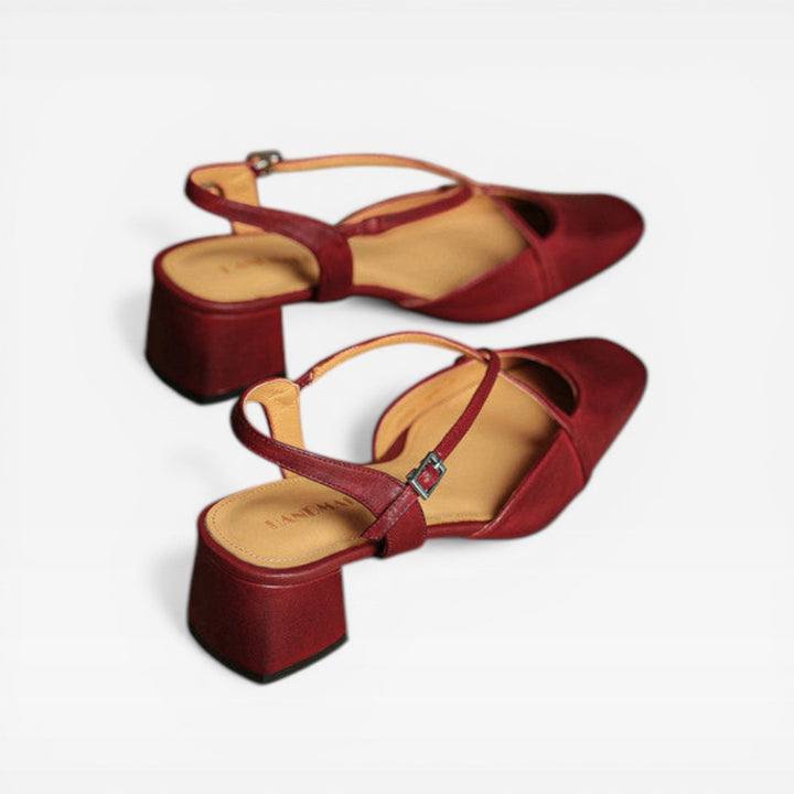 Leather Block-Heel Women&