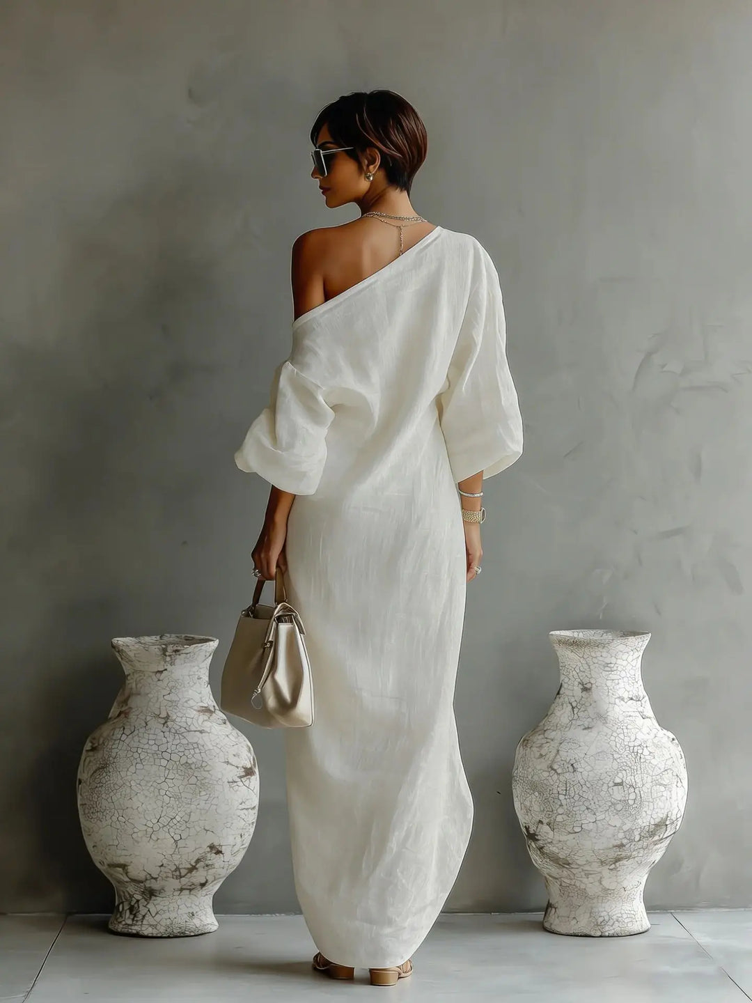Daisy One Shoulder Linen Dress | Women&